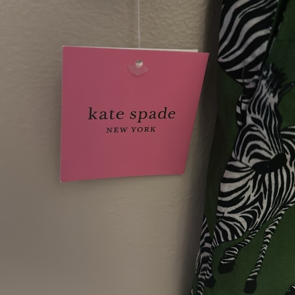 NWT Kate Spade Women’s Tunic Cover Up Zebra Green Black Tie Front Sz Small Chic - Picture 11 of 12